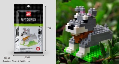 Zwergschnauzer Figur Bausteine Modell LNO Micro-Bricks