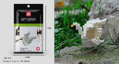 Wei§er Schwan Figur Bausteine Modell LNO Micro-Bricks