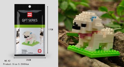 Malteser Hund Figur Bausteine Modell LNO Micro-Bricks