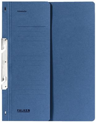 Falken 80003999 Einhakhefter A4 1/2 Vorderdeckel kfm. Helfung, blau, Manilakarton,