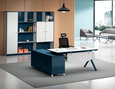 Moderne Büro Möbel Designer Arbeitstisch Ecktisch Aktenschrank 2Tlg Set