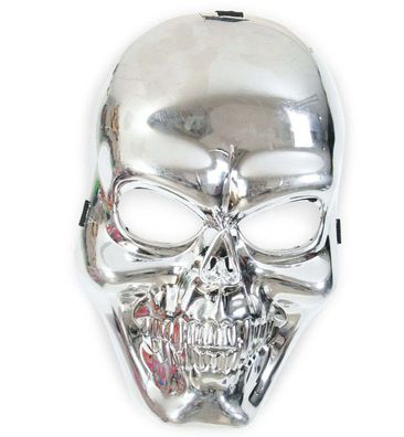 narrenwelt Maske Schädel silber Totenschädel Horrormaske Halloween Accessoire