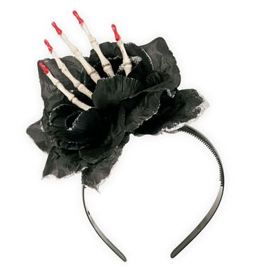 narrenwelt Haarreif schwarze Rose Hut Halloween Gothic Accessoires Karneval