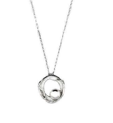 Halskette Collier versilbert mit Perle weiss Modeschmuck nickelfrei