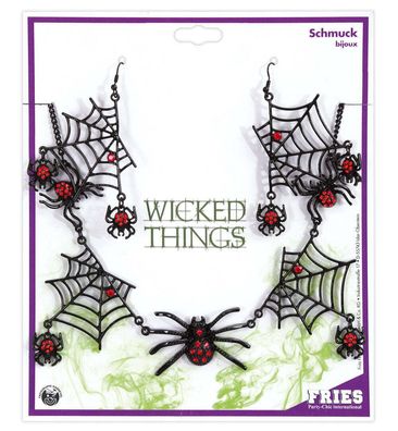 narrenwelt Schmuckset Spinne Halloween Accessoire