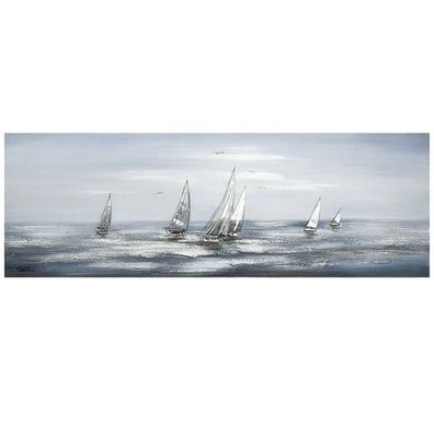 Aluminium/Leinen Bild "Silver Regatta", 150x50cm, von Gilde Handwerk