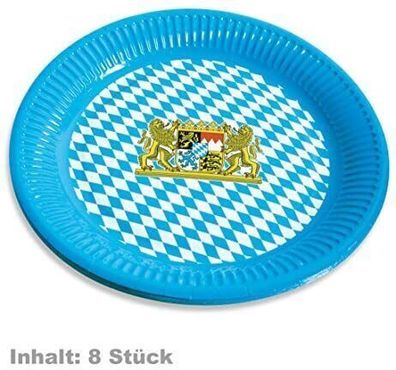 Oktoberfest Teller Bayern blau/Weiss Bavaria Karos Rauten 8STK