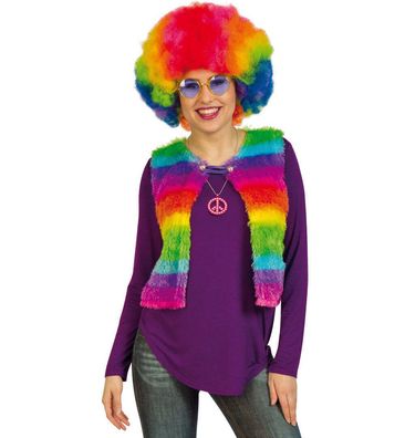 narrenwelt Kostüm Weste Regenbogen Gr. S Einhorn Hippie Damen Rainbow Karneval