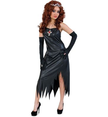 narrenwelt Kostüm Midnight Lady Damen Kleid Vamp Damenkostüm Halloween 36 - 42