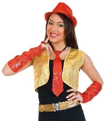 Pailletten Weste gold Damen Pailettenweste M + XL Karneval