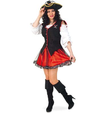 narrenwelt Kostüm Piratin Joyce Weste mit Rock in Gr. 34-40 für Karneval