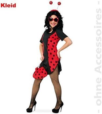 narrenwelt Kostüm Marienkäfer Damen Kleid Coccinella 40 mit Plüsch 1tlg
