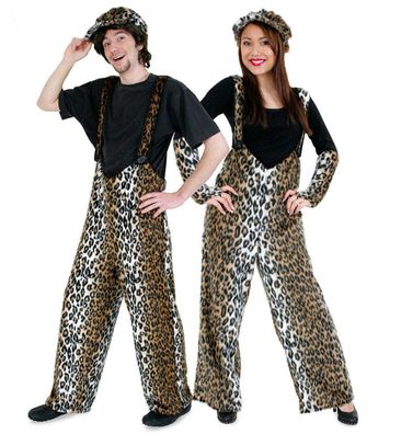 narrenwelt Kostüm Leopard Hose Leo Plüsch Trägerhose Leopardhose Unisex XL