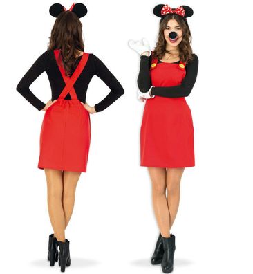 narrenwelt Kostüm Latzrock rot Comic Maus Rock mit Latz Karneval SALE