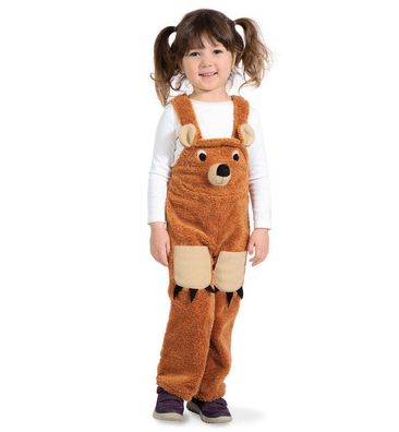 narrenwelt Kostüm Latzhose Teddy Bär mit Taschen Baby Kinder Plüsch 104-116