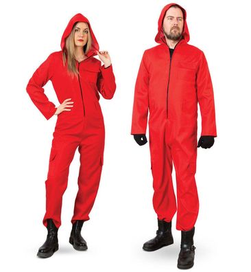 narrenwelt Kostüm Jumpsuit Overall Cosplay PB rot Gürtel Unisex
