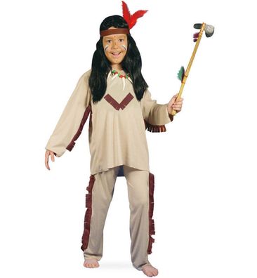 narrenwelt Kostüm Indianer 3tlg Anzug Hose+Oberteil+Stirnband Fasching Kinder
