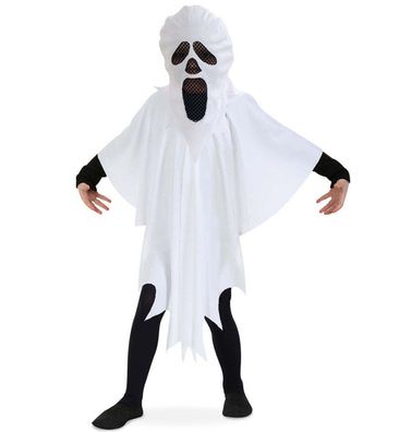 narrenwelt Kostüm Geist Cape mit Haube weiß Ghost Umhang Halloween 104-164