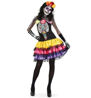 narrenwelt Kostüm Catrina Zombie Kleid Halloween Horror Dia DE LOS Muertos Gr 40