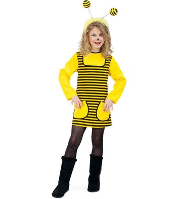 narrenwelt Kostüm Bienchen Biene Kleid mit Taschen 128 Baby KinderFasching