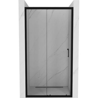 Mexen Apia ausziehbare Duschtür 145 cm, Transparent, Schwarz - 845-145-000-70-00