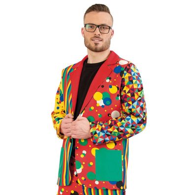 narrenwelt Kostüm Partyclown XL Sakko Jackett Clown Bunt Karneval Herren Zirkus