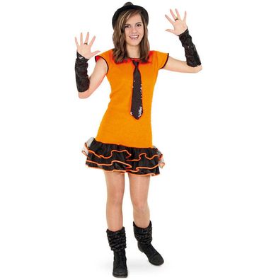 narrenwelt Kleid Missy Orange 152 PLÜSCH Mädchen Kostüm Teeny Line Mädchenkleid