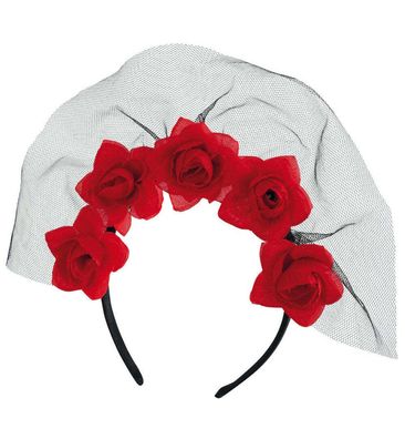 narrenwelt Haarreif Mex. Totentag rote Blumen Kostüm Accessoires Halloween