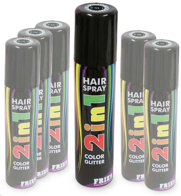 narrenwelt Color Hair - Spray 2in1 COLOR & Glitter Haarspray schwarz Halloween