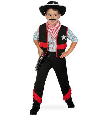 narrenwelt Kostüm Cowboy 3 tlg. Set Hose + Weste + Halstuch Karneval Kinder