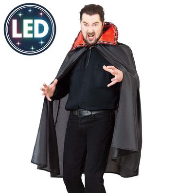 narrenwelt Kostüm Cape LED Stehkragen 1tlg Vampir Umhang Horror Halloween
