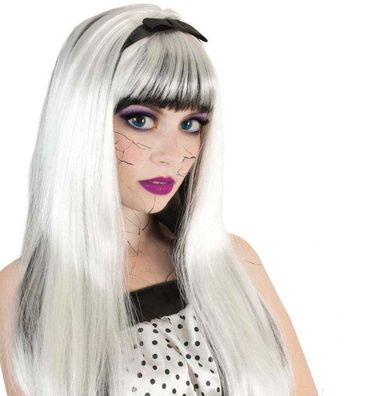 narrenwelt Perücke Scary Lucy SE + schwarze Schleife Halloween Horror Fasching