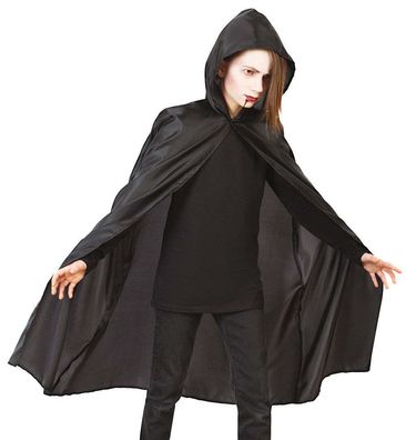 narrenwelt Kostüm Cape Secret schwarzes Halloween Faschingscape Gr 152/164