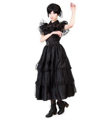 narrenwelt Ballkleid Gr. 40 Halloween Fasching Cosplay Wednesday SALE