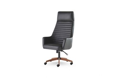 Bürostuhl Schwarz Modern Rollen Drehstuhl Büroeinrichtung Leder Edelstahl