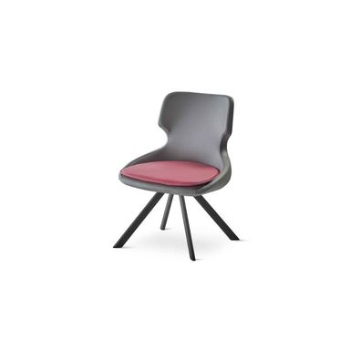 Bürostuhl Schwarz Arbeitszimmer Bordeaux Leder Edelstahl 1-Sitzer Büro