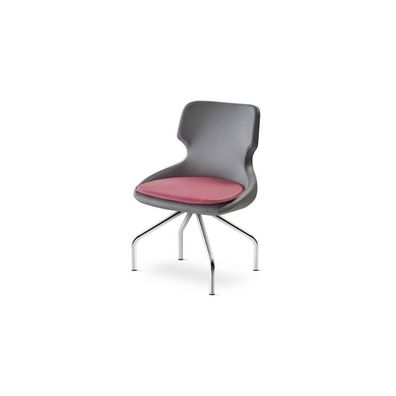 Drehstuhl Bürostuhl Flur Foyer Diele Schwarz Leder Edelstahl Modern Büro