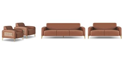 Komplett Sofa-Set Sofagarnitur 3-Sitzer 2-Sitzer Sessel Modern Braun