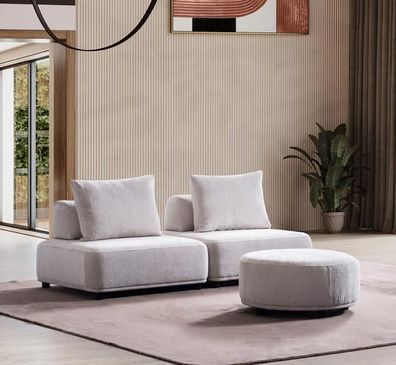 Wohnzimmer Designer Garnitur Model Sofa Polster Sessel Set 3Tlg