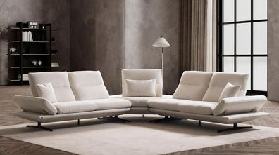 Sofa Couch Polsterung L-Form Wohnzimmer Design Ecke Textil Weiß Luxus Couchen