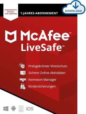 McAfee LiveSave Unlimited / 1 Jahr / Dauerlizenz / Unbegrenzte Geräte / ESD