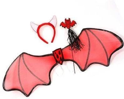 narrenwelt Teufelchen - Set 3tlg Flgelbreite ca 85 cm Kostüm Teufel Accessoires