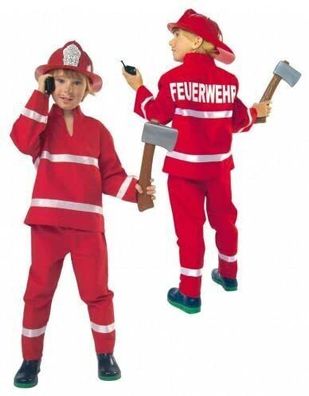 NEU Kinder-Kostüm Feuerwehr, rot, 2-tlg. Gr. 128