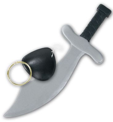 narrenwelt Set Pirat Augenklappe Messer Ohrring