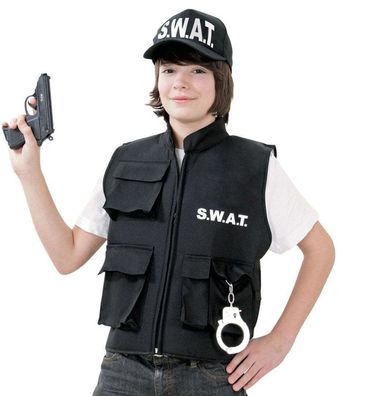 narrenwelt S.W.A.T Weste Swat Police Weste schwarz Kinder Größen: 140