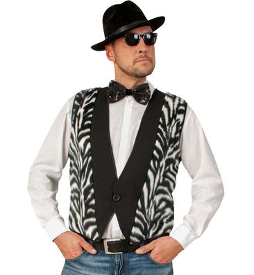 narrenwelt Kostüm Weste Fredi Zebra schwarz-weiß S-XXL