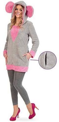 narrenwelt Kostüm Pinky Mouse Damen Oberteil mit Kapuze-Gr. 42