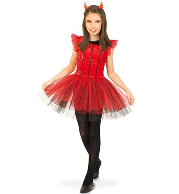 narrenwelt Kostüm Kleid Develina Teufelchen Mädchen Gr. 104 - 128