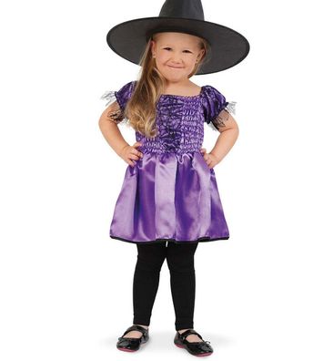 narrenwelt Kostüm Hexlein Hexe Halloween Kleid llila Kleinkind Mädchen 98 - 128