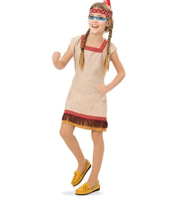 narrenwelt Kostüm Indianerin Kleid 128 Mädchen Fasching Kinder-Kostüm 1tlg